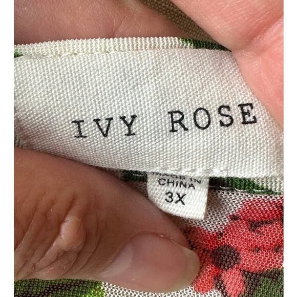 Ivy Rose Ivory Floral Print Sheer Short Sleeve Dress Women's Plus Size 3X - Picture 4 of 6